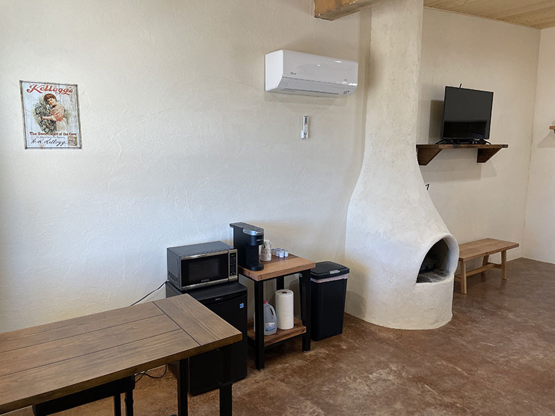 Big Bend Place to Stay | Mercantile Fireplace at Ten Bits Ranch